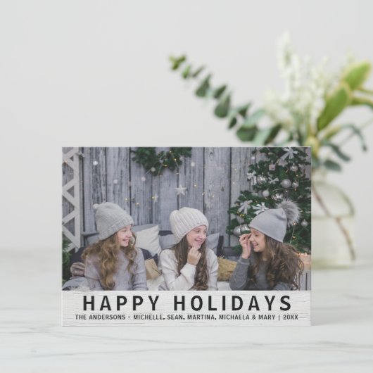 Prettige feestdagen Rustiek Grijs Hout Kerstmis Feestdagenkaart (Staand voorkant)