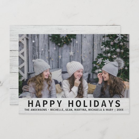 Prettige feestdagen Rustiek Grijs Hout Kerstmis Feestdagenkaart (Voorkant / Achterkant)