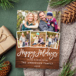 Prettige feestdagen Rustiek hout borstel Script Briefkaart<br><div class="desc">Prettige feestdagen Briefkaart Rustiek hout borstel Script</div>