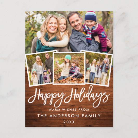 Prettige feestdagen Rustiek hout borstel Script Briefkaart (Voorkant)