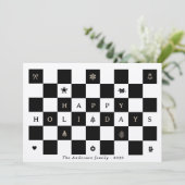 Prettige feestdagen Rustiek - Kerst Checkerboard Feestdagenkaart (Staand voorkant)