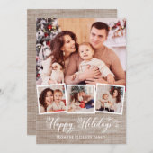 Prettige feestdagen Rustiek linnen & Feestdagenkaart (Voorkant / Achterkant)