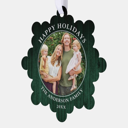 Prettige feestdagen Rustiek Ornament Kaart (Links)