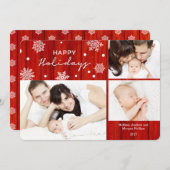 Prettige feestdagen Rustiek rood hout Feestdagenkaart (Voorkant / Achterkant)