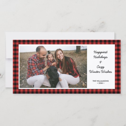 Prettige feestdagen Rustieke Buffalo Check Plaid Feestdagenkaart (Voorkant)