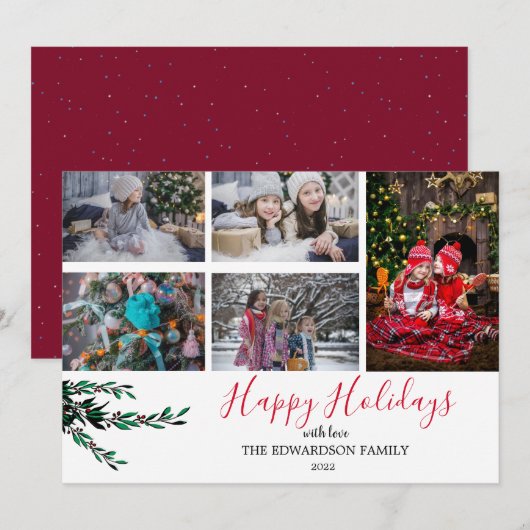 Prettige feestdagen Rustieke familiefoto collage (Voorkant / Achterkant)
