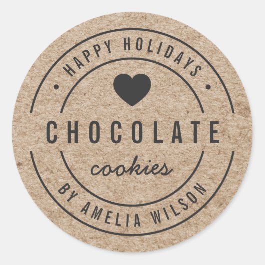 Prettige feestdagen Rustieke Faux Kraft zelfgemaak Ronde Sticker (Voorkant)