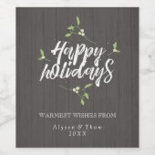 Prettige feestdagen Rustieke Mistletoe Wijn Etiket (Enkel label)