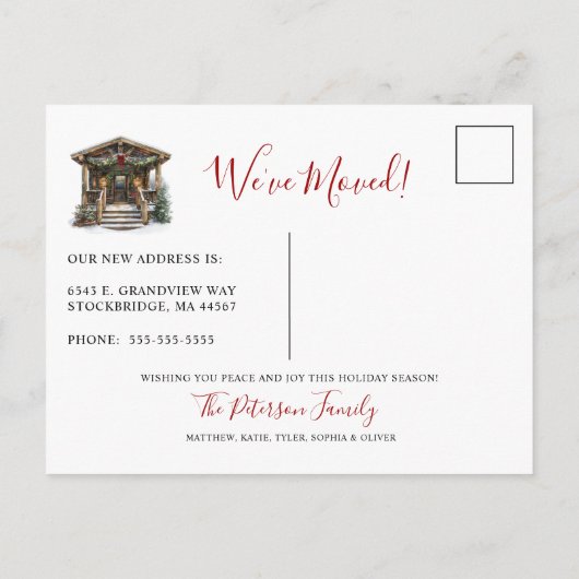 Prettige feestdagen Rustieke Nieuwe Huis Voordeur Aankondigingskaart (Achterkant)