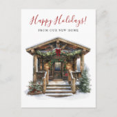 Prettige feestdagen Rustieke Nieuwe Huis Voordeur  Aankondigingskaart (Voorkant)