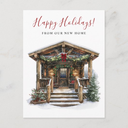 Prettige feestdagen Rustieke Nieuwe Huis Voordeur  Aankondigingskaart (Voorkant)
