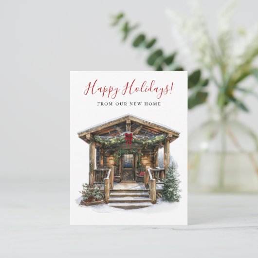 Prettige feestdagen Rustieke Nieuwe Huis Voordeur Aankondigingskaart (Staand voorkant)