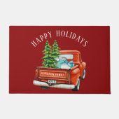 Prettige feestdagen Rustieke rode Truck Deurmat (Voorkant)