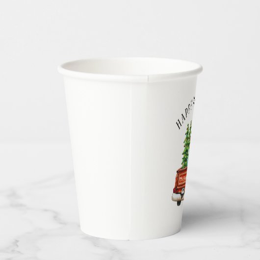 Prettige feestdagen Rustieke rode Truck Papieren Bekers (Rechts)