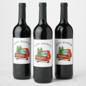 Prettige feestdagen Rustieke rode Truck Wijn Etiket (Flessen)