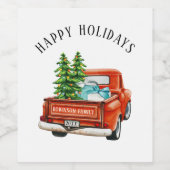 Prettige feestdagen Rustieke rode Truck Wijn Etiket (Enkel label)