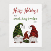 Prettige feestdagen Rustieke Waterverf Gnome Famil (Voorkant)