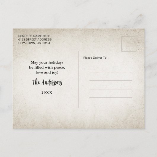 Prettige feestdagen Rustieke Waterverf Gnome Famil (Achterkant)