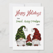 Prettige feestdagen Rustieke waterverf Gnome Famil Feestdagenkaart (Voorkant)