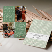 Prettige feestdagen Sage Green Hand getrokken krij Feestdagenkaart