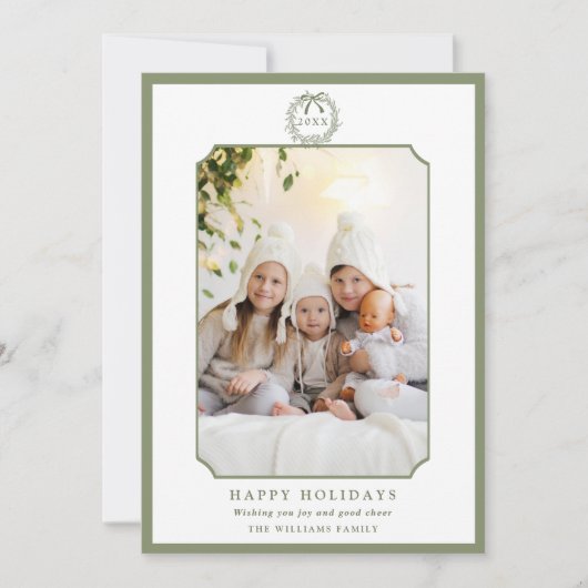 Prettige feestdagen Sage Green Minimal Feestdagenkaart (Voorkant)