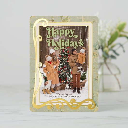 Prettige feestdagen Sage Groen Goud (Staand Voorkant)