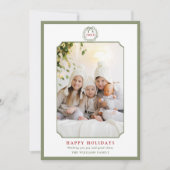 Prettige feestdagen Sage Groen & Rood Minimal Feestdagenkaart (Voorkant)