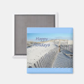 prettige feestdagen Sand Dunes en Fences Magneet (Voorkant / Achterkant)
