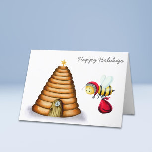 Prettige feestdagen Santa Bee Beehive Kaart