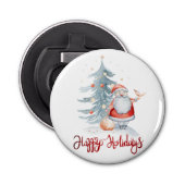 prettige feestdagen, Santa Claus Pine Tree Button Flesopener (Voorkant)