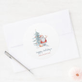 prettige feestdagen, Santa Claus, Pine Tree Ronde Sticker (Envelop)