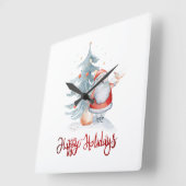 prettige feestdagen, Santa Claus Pine Tree Vierkante Klok (Hoek)