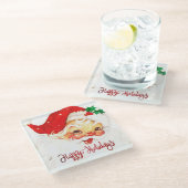 prettige feestdagen, Santa Claus Retro Glazen Onderzetter (Schuin)
