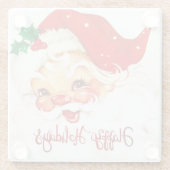 prettige feestdagen, Santa Claus Retro Glazen Onderzetter (Achterkant)