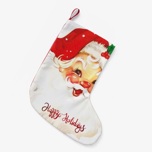 prettige feestdagen, Santa Claus Retro Kleine Kerstsok (Voorkant (Hangend))