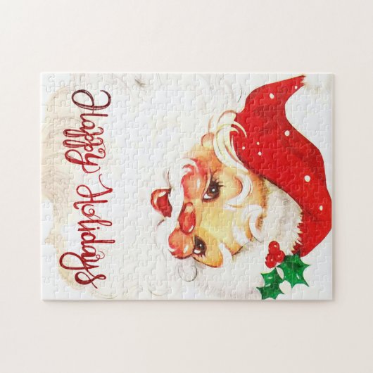 prettige feestdagen, Santa Claus Retro Legpuzzel (Horizontaal)