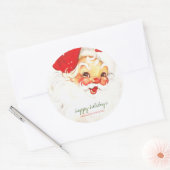 prettige feestdagen, Santa Claus Retro Ronde Sticker (Envelop)