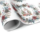 Prettige feestdagen Santa Claus Winter Wreath Cadeaupapier (Rol Hoek)