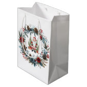 Prettige feestdagen Santa Claus Winter Wreath Medium Cadeauzakje (Achterkant Gekanteld)