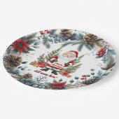 Prettige feestdagen Santa Claus Winter Wreath Papieren Bordje (Gekanteld)