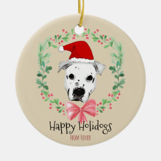 prettige feestdagen Santa Dog Cartoon Keramisch Ornament