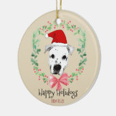 prettige feestdagen Santa Dog Cartoon Keramisch Ornament (Links)