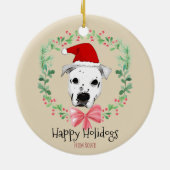 prettige feestdagen Santa Dog Cartoon Keramisch Ornament (Achterkant)