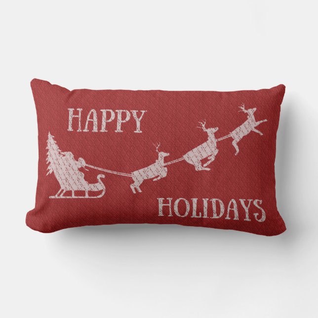 prettige feestdagen Santa in Sleigh Kussen (Voorkant)