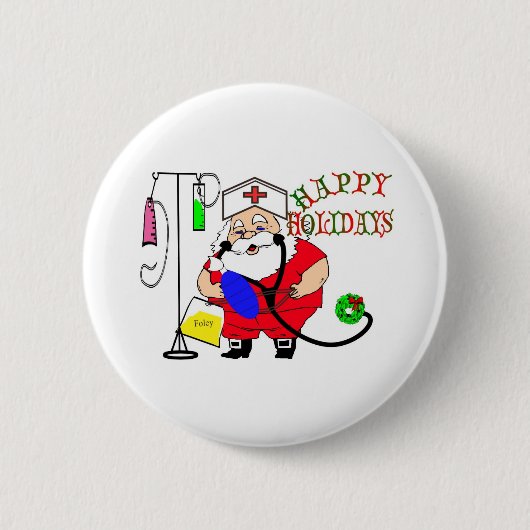prettige feestdagen SANTA NURSE Ronde Button 5,7 Cm (Voorkant)