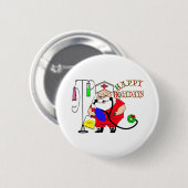 prettige feestdagen SANTA NURSE Ronde Button 5,7 Cm (Voorkant /achterkant)