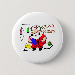 prettige feestdagen SANTA NURSE Ronde Button 5,7 Cm