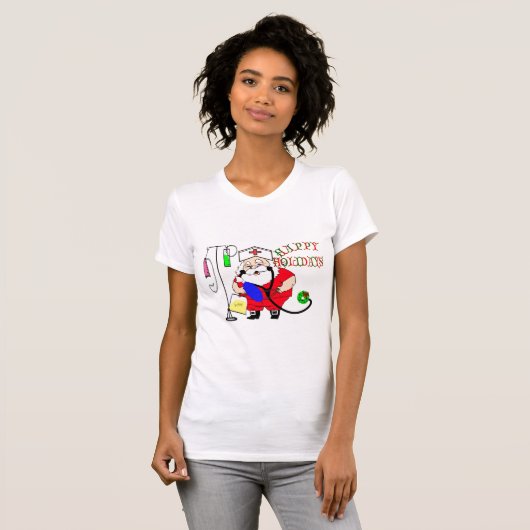 prettige feestdagen SANTA NURSE T-shirt (Voorkant volledig)