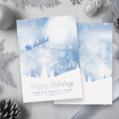 Prettige feestdagen Santa Script Blue Snow Real