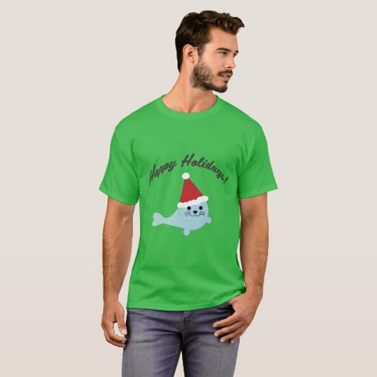 prettige feestdagen Santa Seal T-shirt (Voorkant volledig)